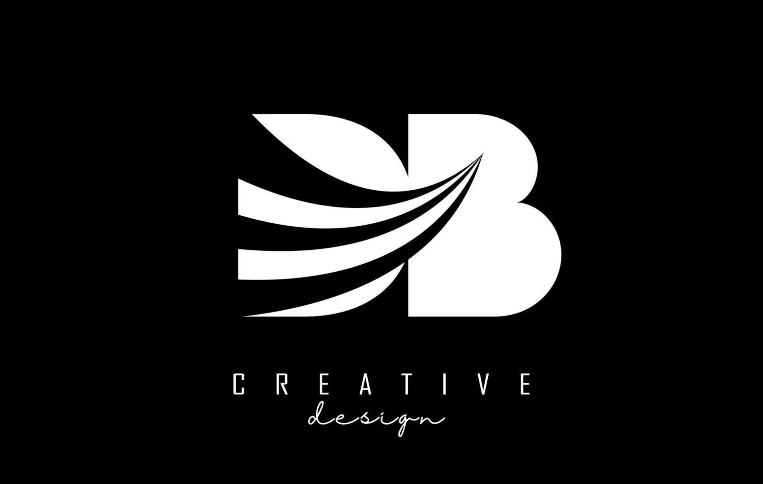 kreativ vit brev db d b logotyp med ledande rader och väg begrepp design. brev med geometrisk design. vektor