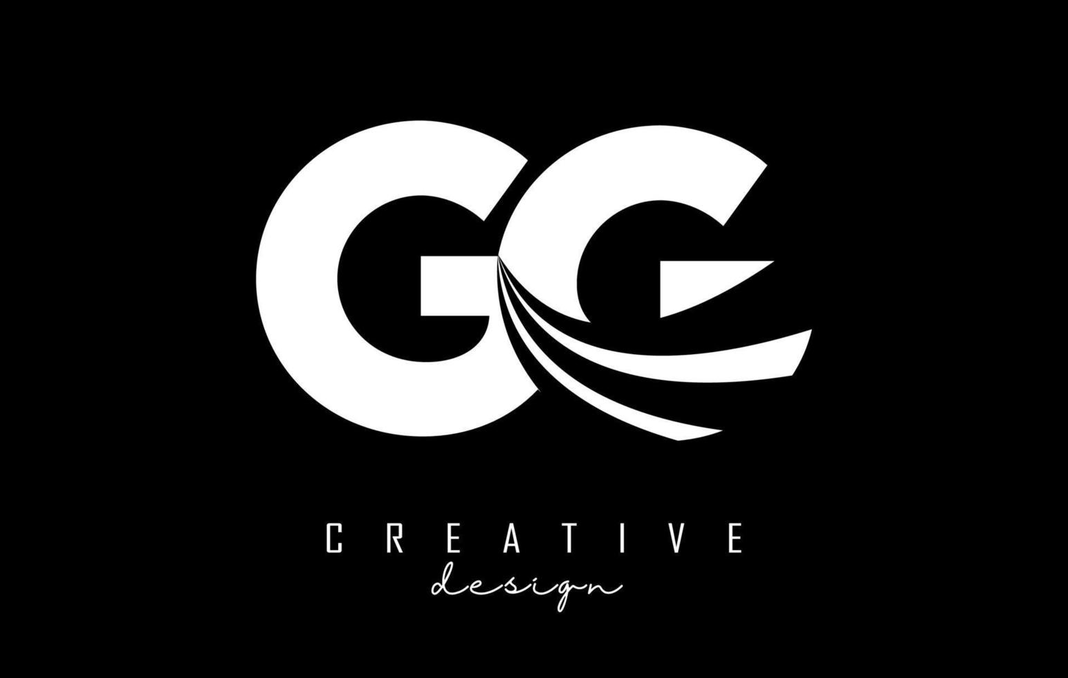 kreative weiße buchstaben gg g logo mit führenden linien und straßenkonzeptdesign. Buchstaben mit geometrischem Design. vektor