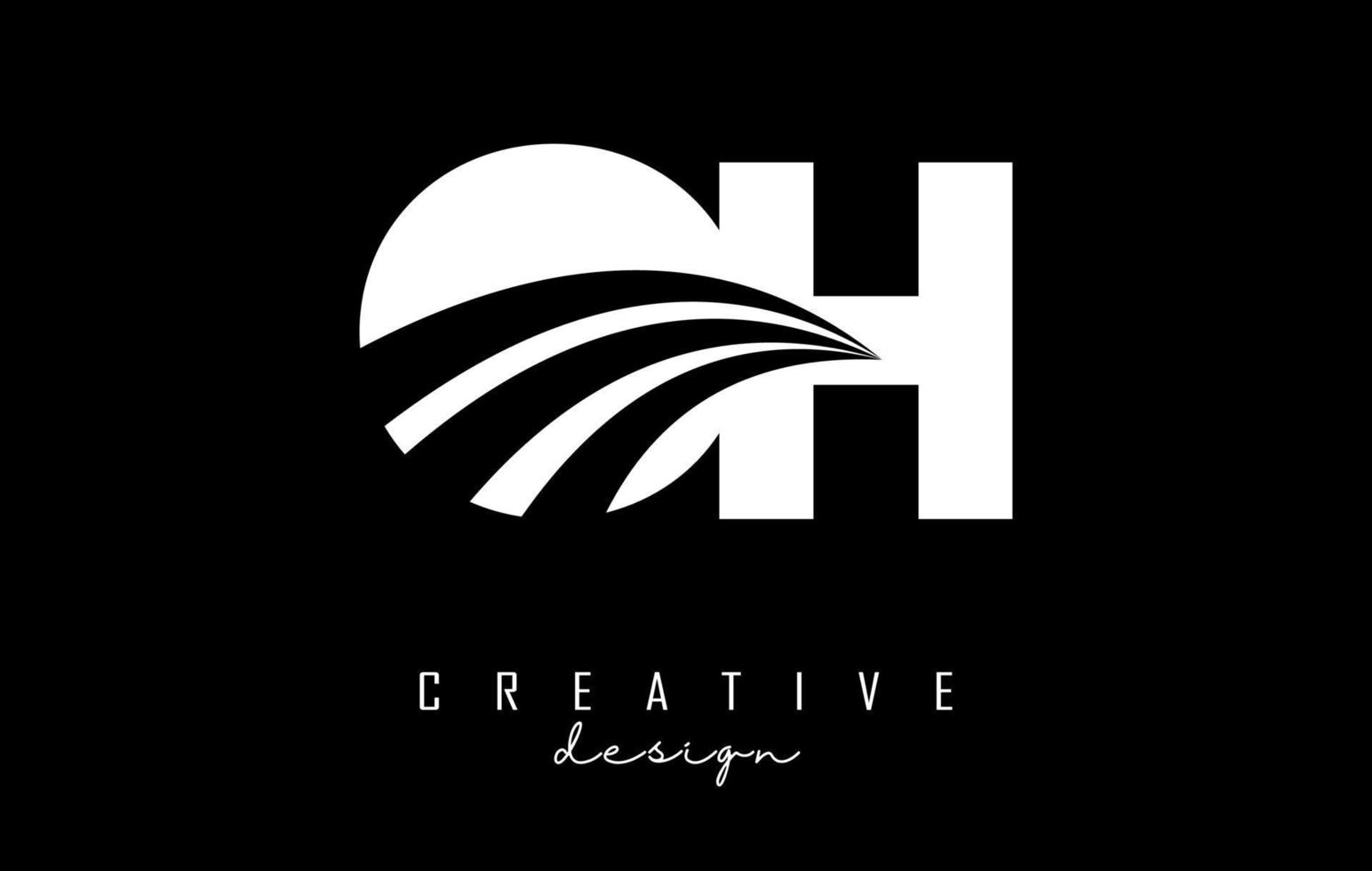 kreative weiße buchstaben oh oh logo mit führenden linien und straßenkonzeptdesign. Buchstaben mit geometrischem Design. vektor