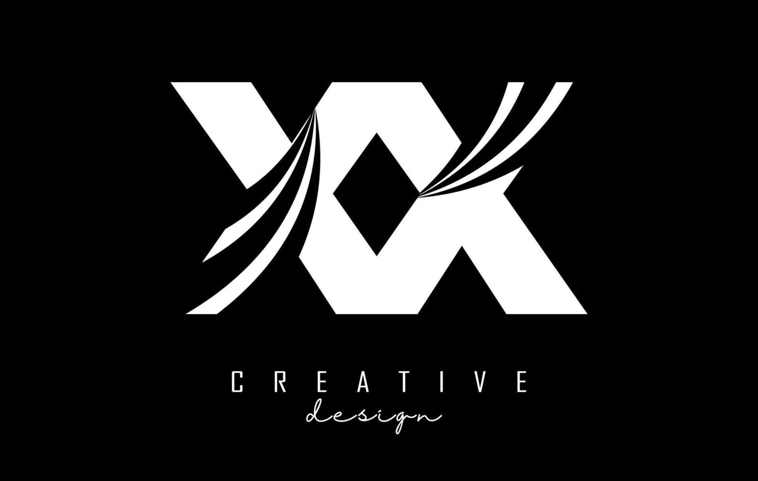 kreative weiße buchstaben xx x logo mit führenden linien und straßenkonzeptdesign. Buchstaben mit geometrischem Design. vektor