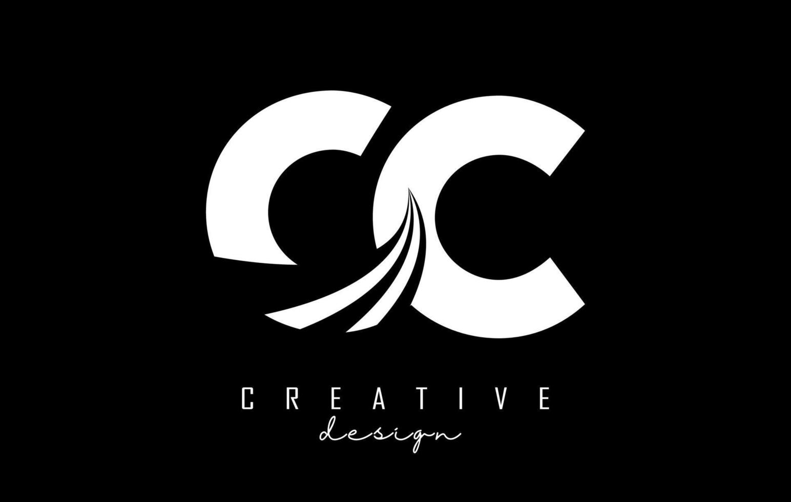 vit brev cc c logotyp med ledande rader och väg begrepp design. brev med geometrisk design. vektor