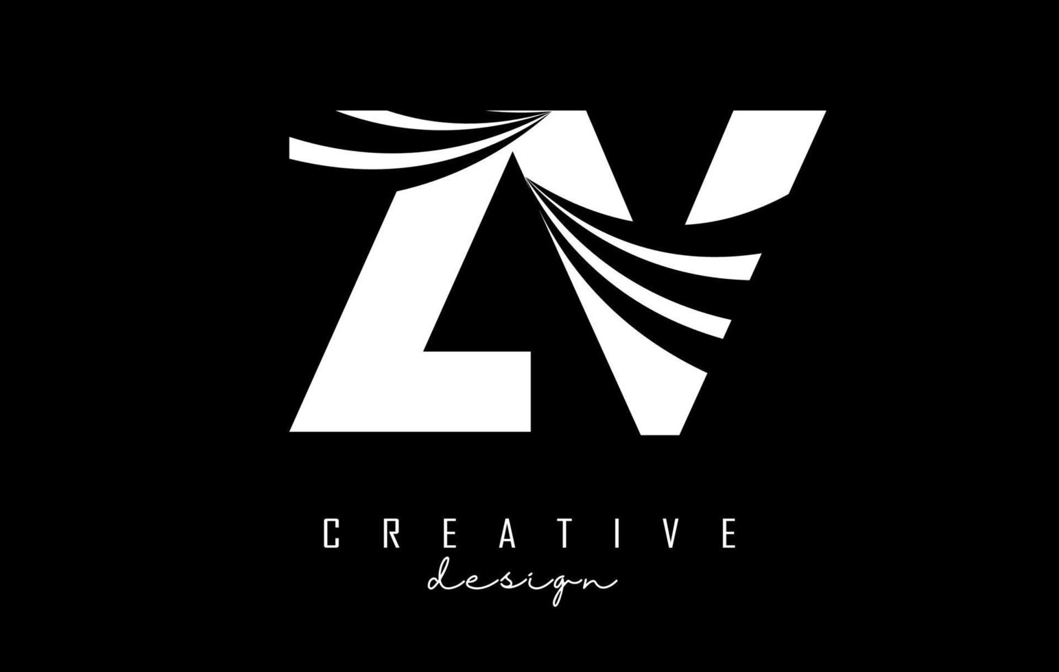 kreative weiße buchstaben zv zv-logo mit führenden linien und straßenkonzeptdesign. Buchstaben mit geometrischem Design. vektor