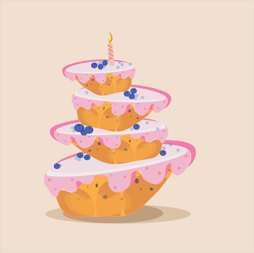 Kuchen mit einer Kerze vektor