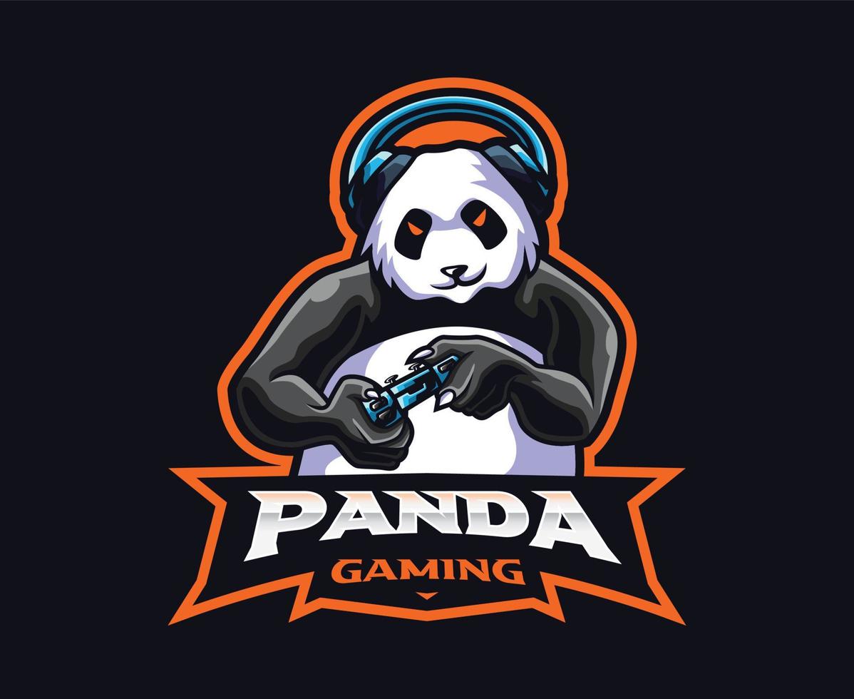 panda gamer maskot logotyp design vektor