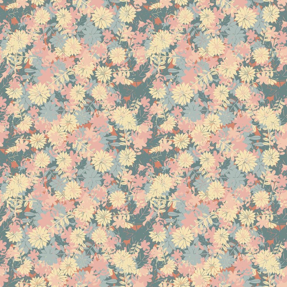 abstrakte bunte Gekritzelblume mit nahtlosem Muster der Locken. unordentlicher Fantasy-Blumenhintergrund. vektor