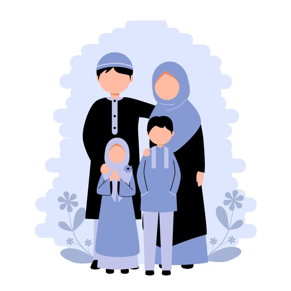 flaches design der muslimischen familie vektor