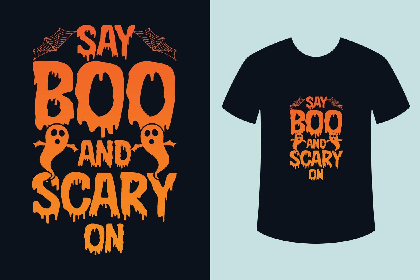 Halloween-T-Shirts, sagen Boo und beängstigend auf Halloween-T-Shirt design.eps vektor