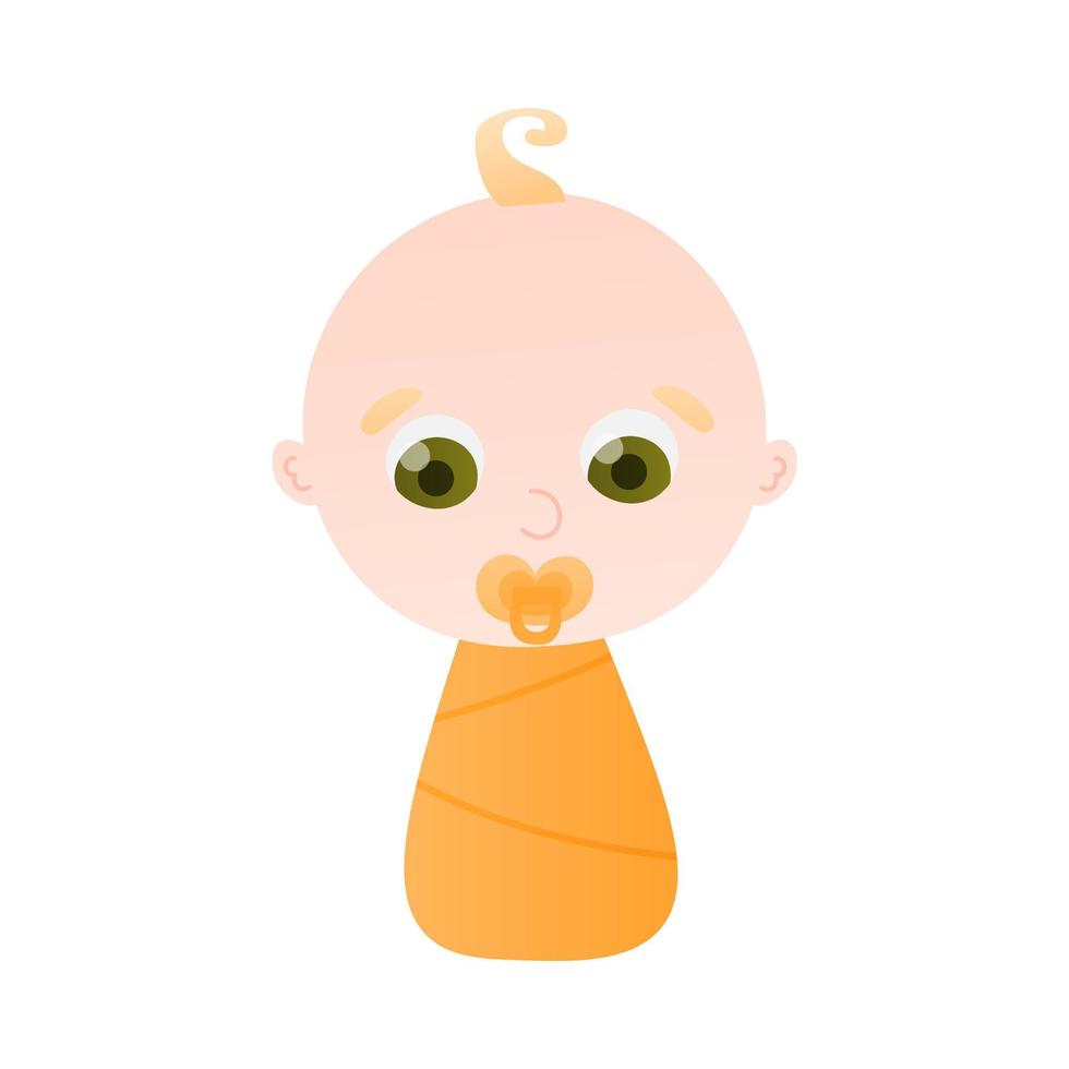 söt nyfödd unge med nippel, färgrik bebis dusch begrepp i tecknad serie stil isolerat på vit bakgrund vektor