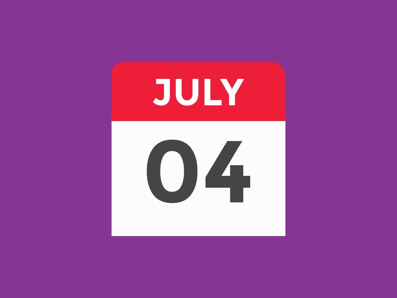 4. Juli Kalendererinnerung. 4. juli tägliche kalendersymbolvorlage. Kalender 4. Juli Icon-Design-Vorlage. Vektor-Illustration vektor