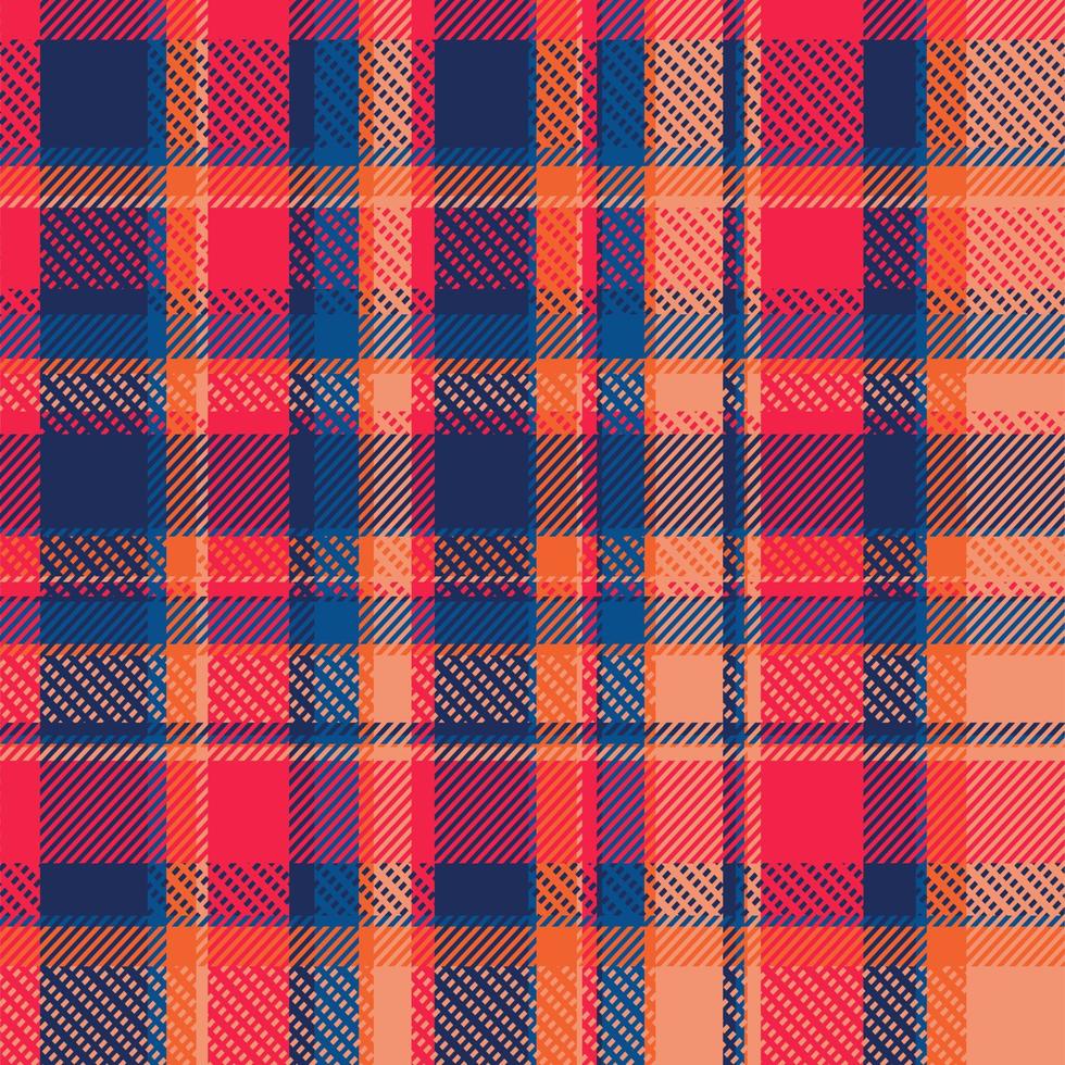 blau, orange und rosa schottland tartan stoff nahtloses muster für kleidung oder tapeten, bedruckbares kariertes tartan textil in dunklen farben vektor