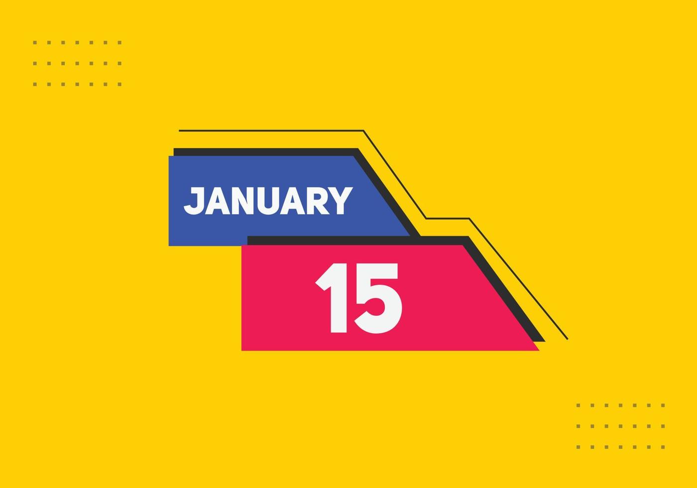 januari 15 kalender påminnelse. 15:e januari dagligen kalender ikon mall. kalender 15:e januari ikon design mall. vektor illustration