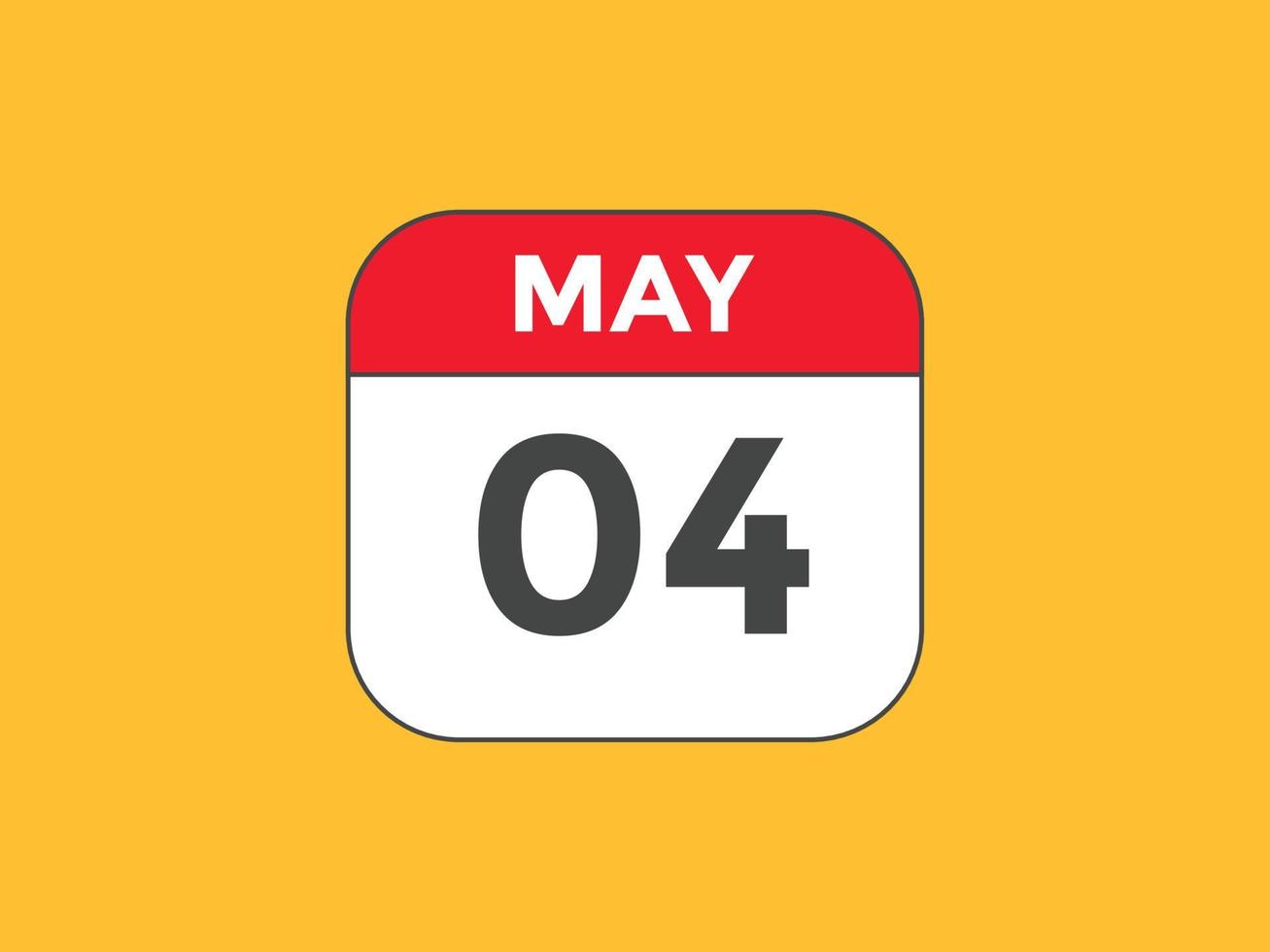 Maj 4 kalender påminnelse. 4:e Maj dagligen kalender ikon mall. kalender 4:e Maj ikon design mall. vektor illustration