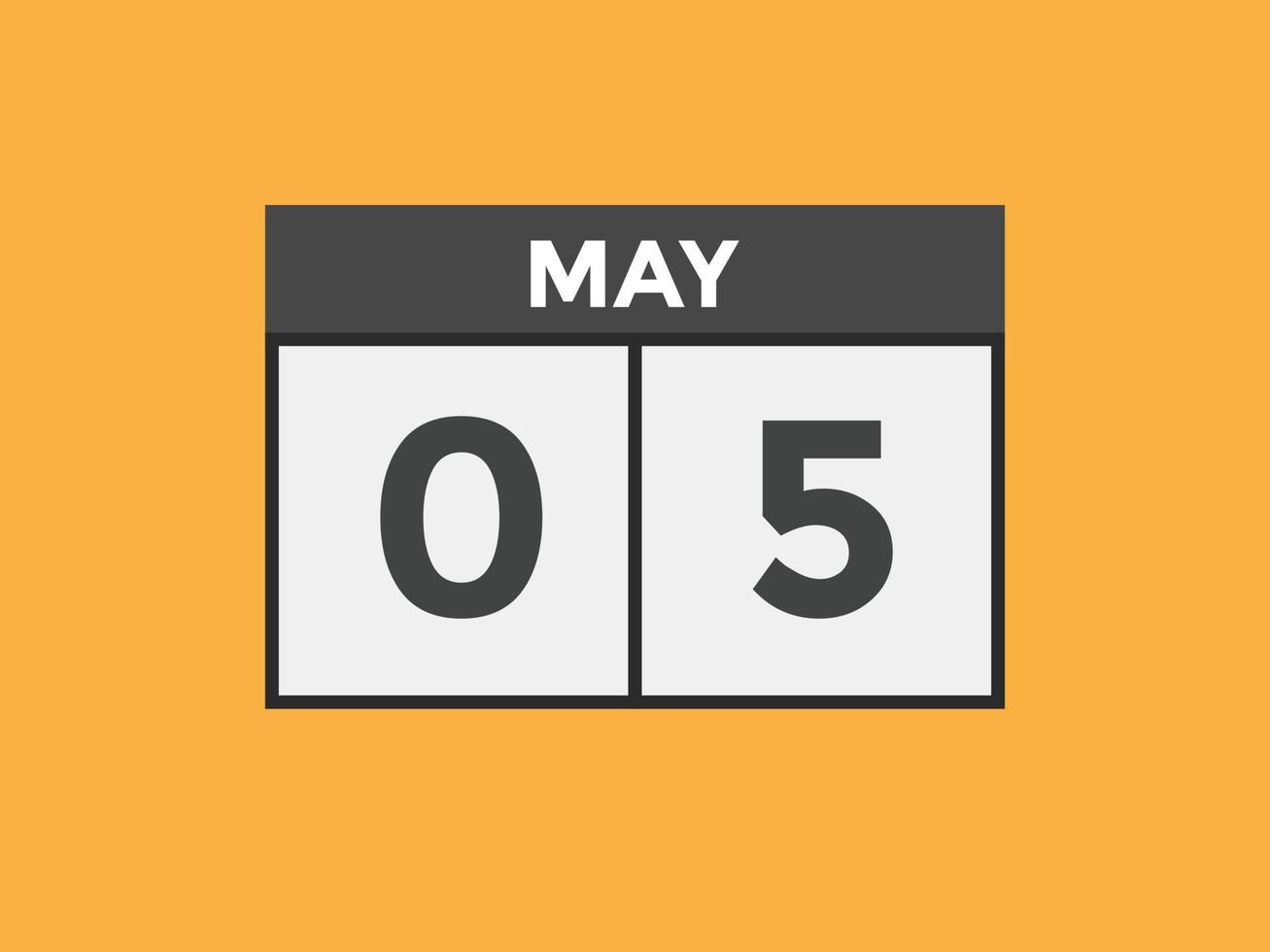 5. Mai Kalendererinnerung. 5. mai tägliche kalendersymbolvorlage. Kalender 5. Mai Icon-Design-Vorlage. Vektor-Illustration vektor