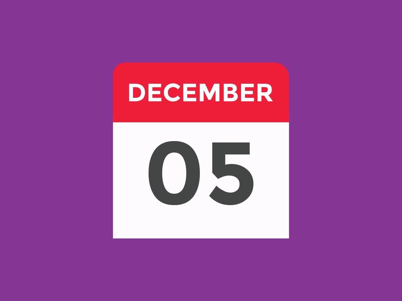 5. dezember kalendererinnerung. 5. dezember tägliche kalendersymbolvorlage. Kalender 5. Dezember Symbol Designvorlage. Vektor-Illustration vektor