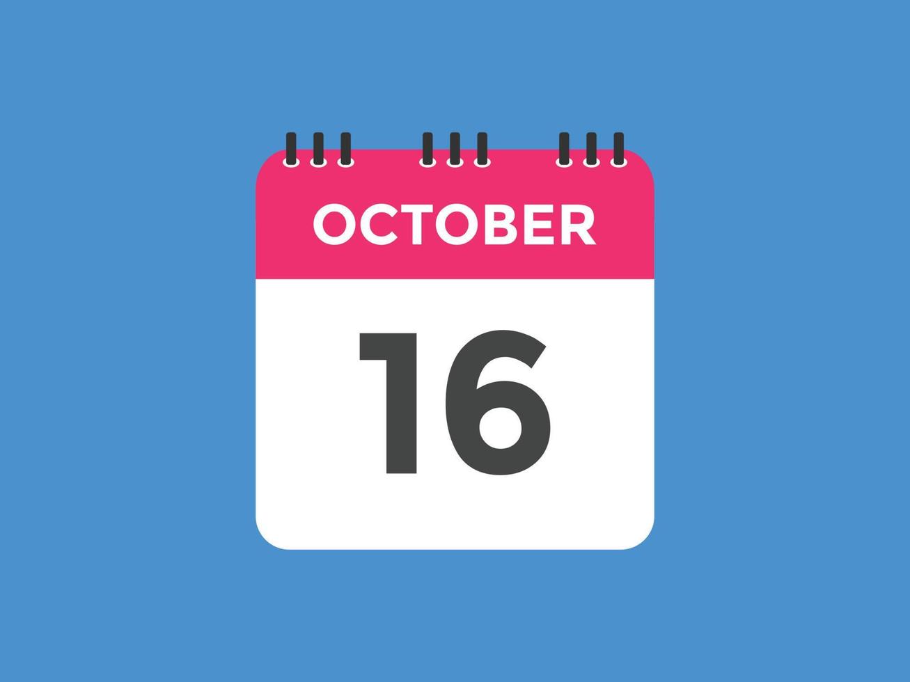 16. oktober kalendererinnerung. 16. oktober tägliche kalendersymbolvorlage. Kalender 16. Oktober Icon-Design-Vorlage. Vektor-Illustration vektor