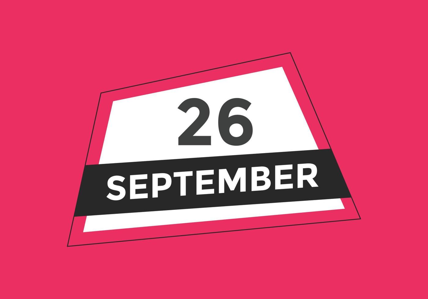 26. September Kalendererinnerung. 26. september tägliche kalendersymbolvorlage. Kalender 26. September Icon-Design-Vorlage. Vektor-Illustration vektor