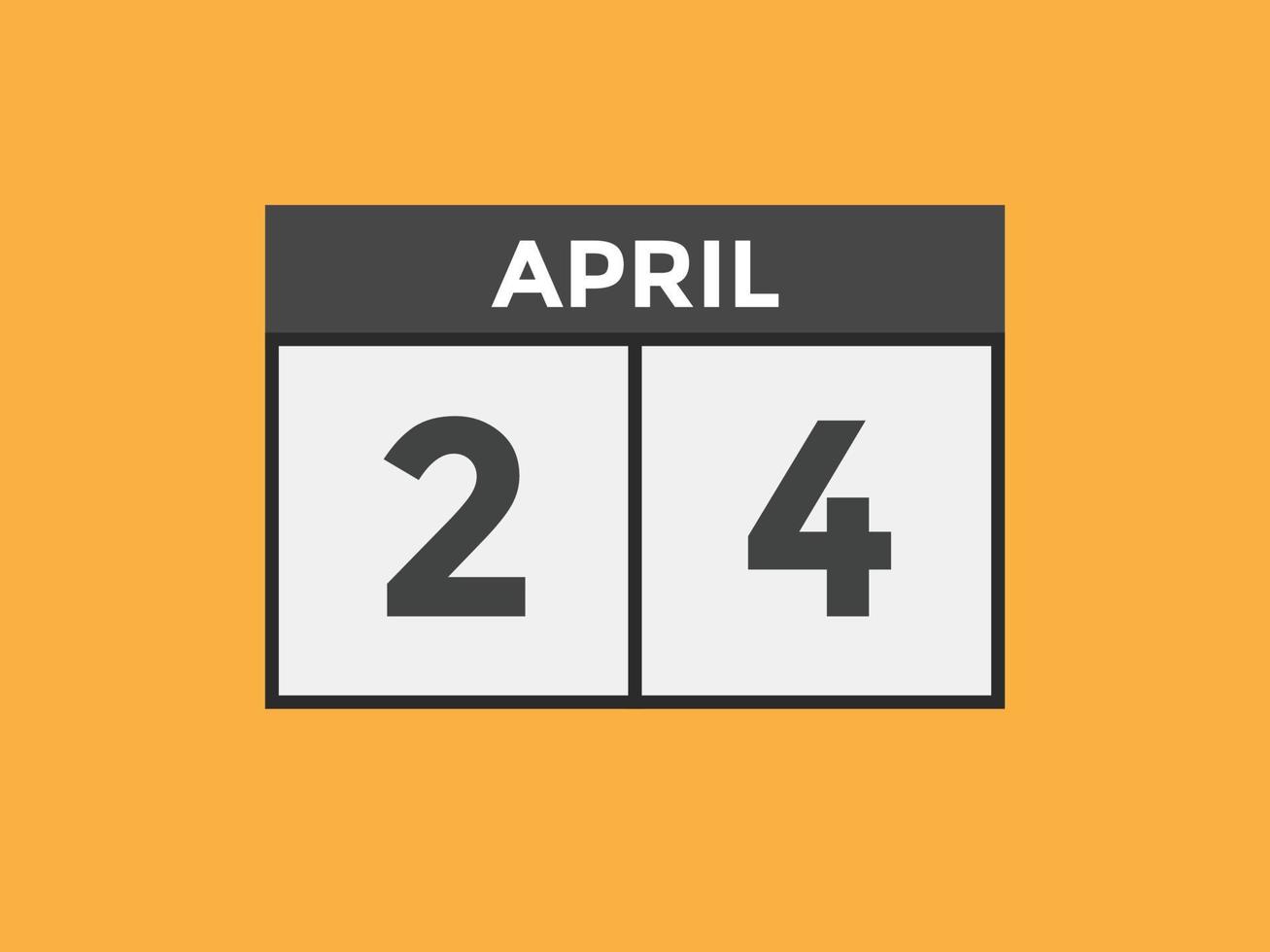 april 24 kalender påminnelse. 24:e april dagligen kalender ikon mall. kalender 24:e april ikon design mall. vektor illustration