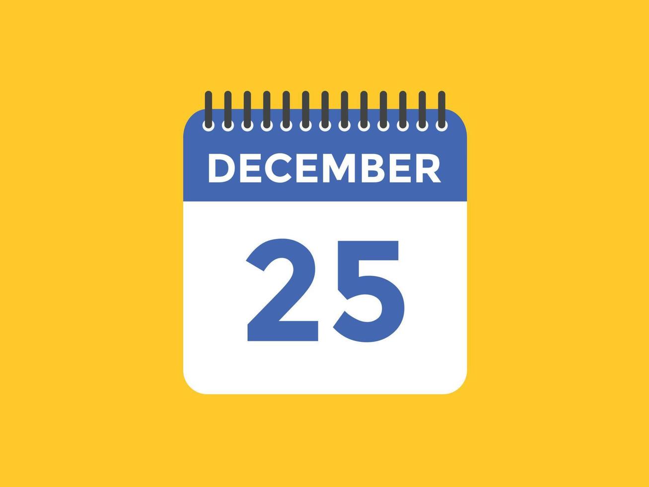 december 25 kalender påminnelse. 25:e december dagligen kalender ikon mall. kalender 25:e december ikon design mall. vektor illustration