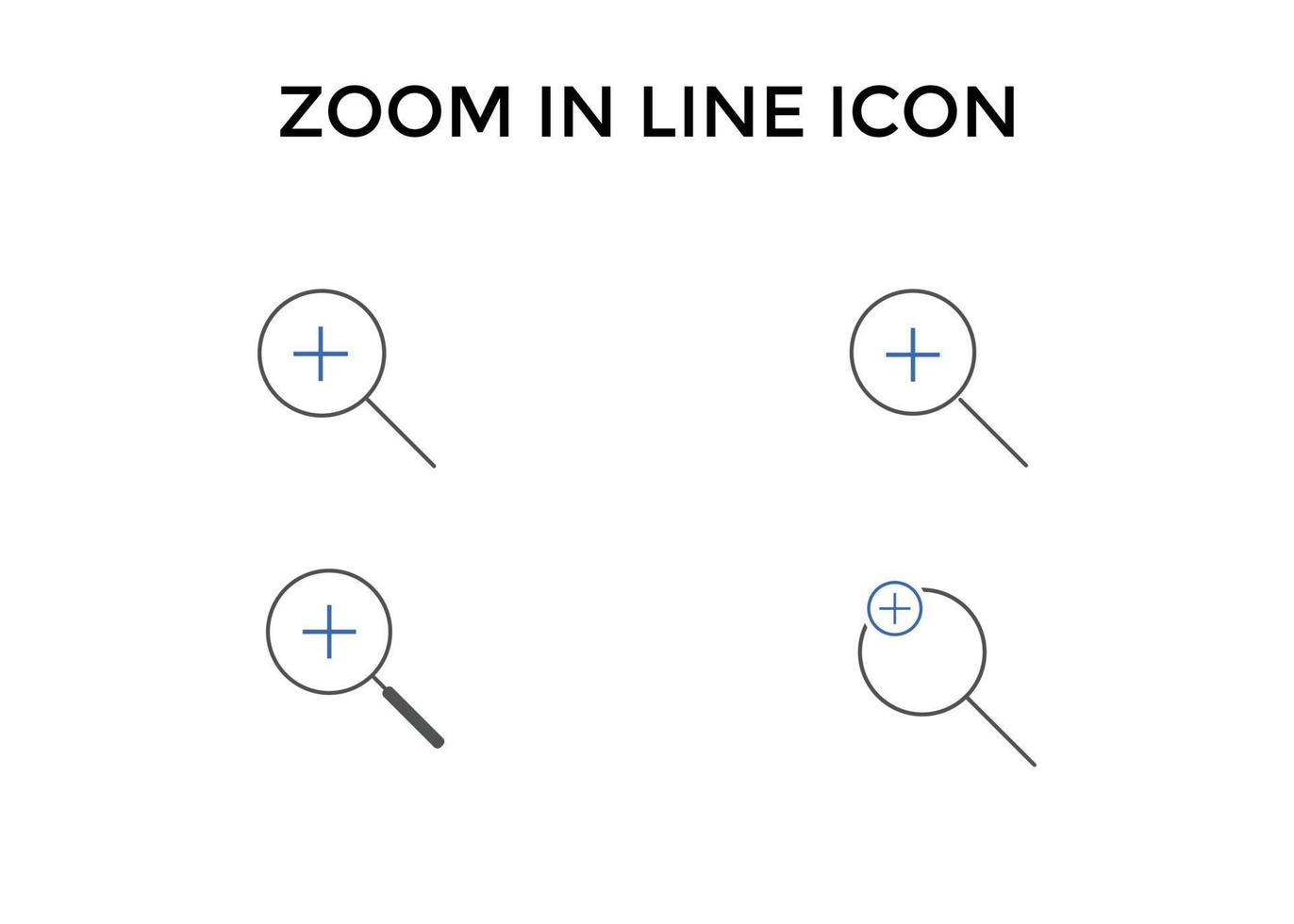 uppsättning av zoom i ikoner. förstorande glas zoom i plus tecken. Begagnade för seo eller webbplatser. vektor
