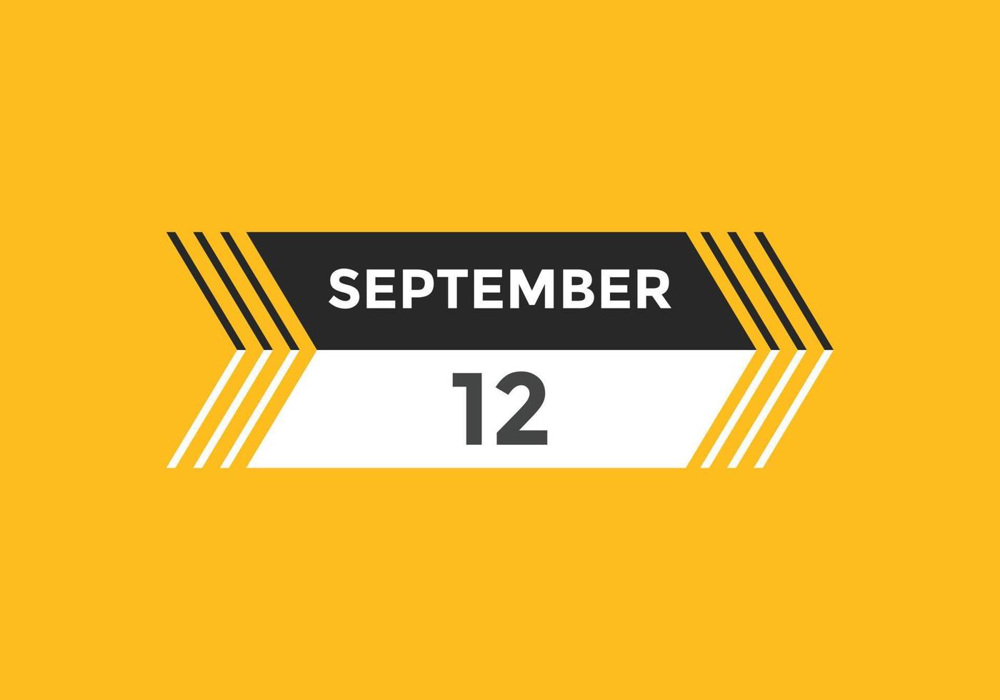 12. September Kalendererinnerung. 12. september tägliche kalendersymbolvorlage. Kalender 12. September Icon-Design-Vorlage. Vektor-Illustration vektor