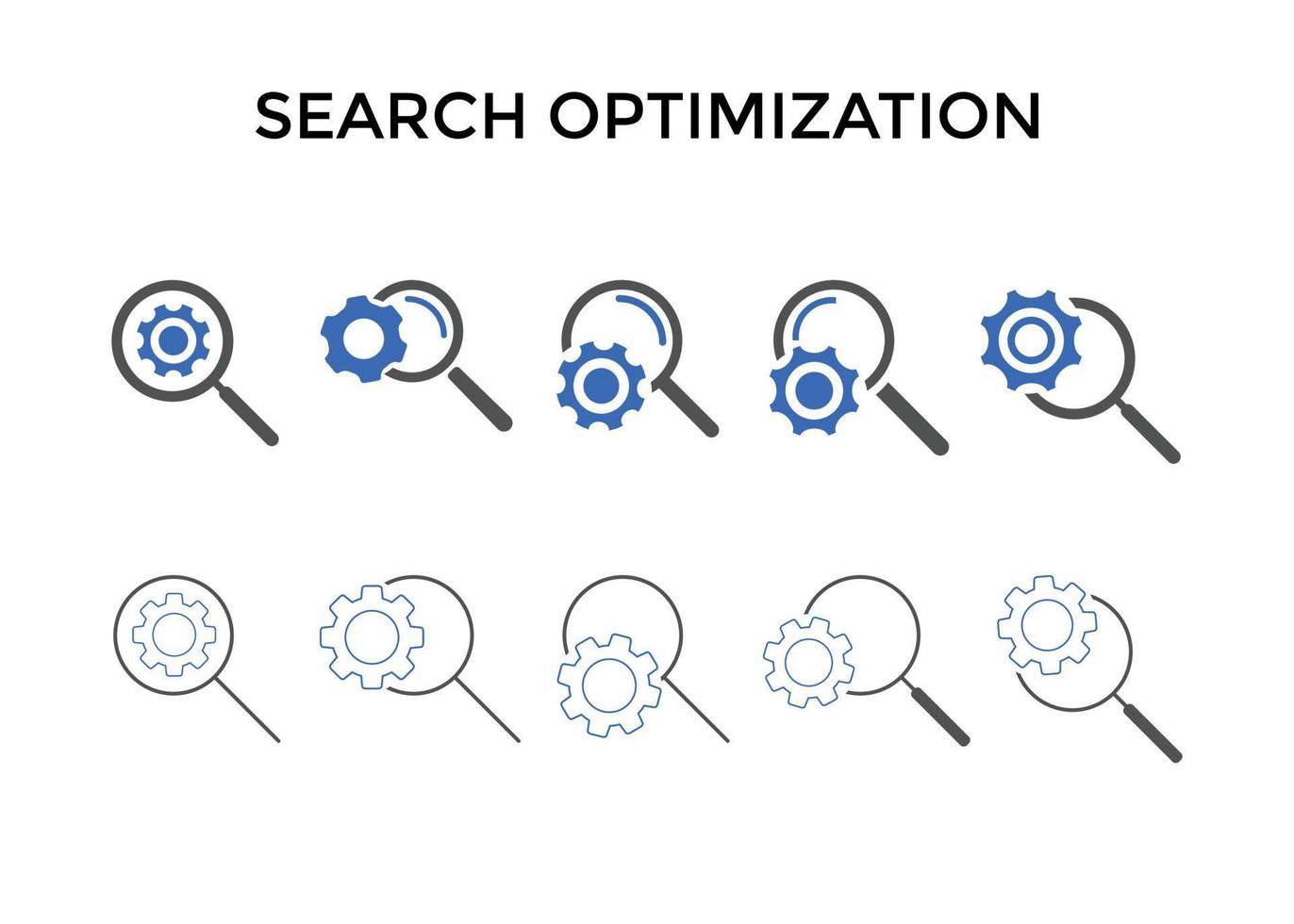 uppsättning av Sök optimering ikon vektor