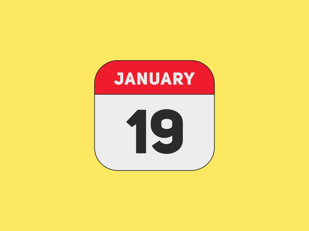 19. januar kalender erinnerung. 19. januar tägliche kalendersymbolvorlage. Kalender 19. Januar Icon-Design-Vorlage. Vektor-Illustration vektor