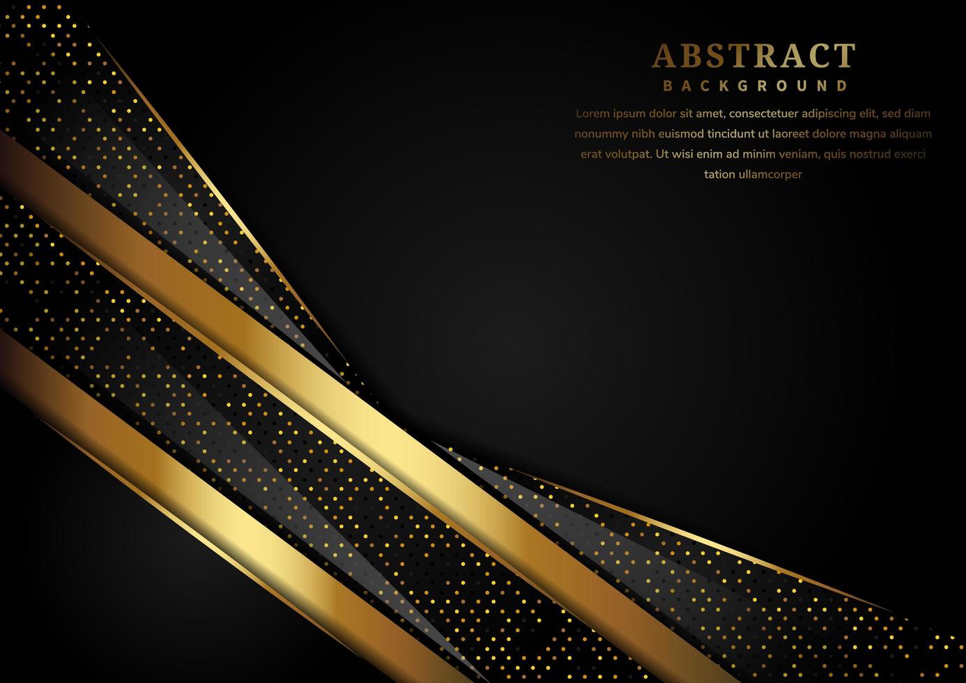 abstrakter Luxus überlappender Hintergrund von Gold und schwarz glitzernden Schichten vektor