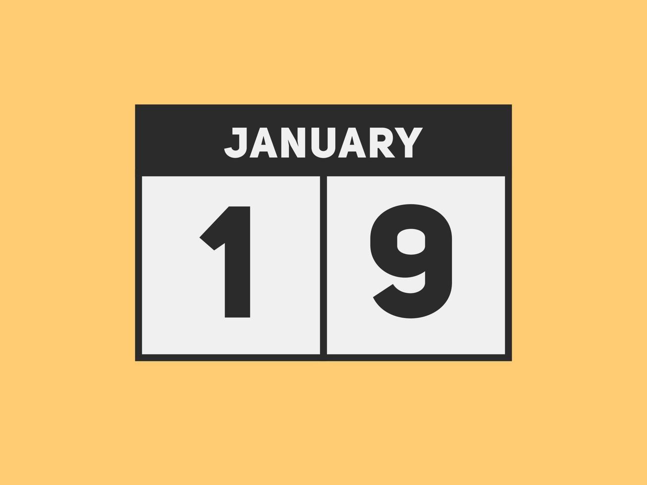 19. januar kalender erinnerung. 19. januar tägliche kalendersymbolvorlage. Kalender 19. Januar Icon-Design-Vorlage. Vektor-Illustration vektor