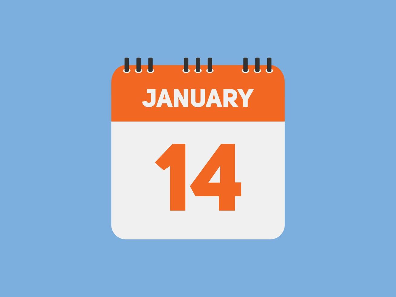 14. januar kalender erinnerung. 14. januar tägliche kalendersymbolvorlage. Kalender 14. Januar Icon-Design-Vorlage. Vektor-Illustration vektor