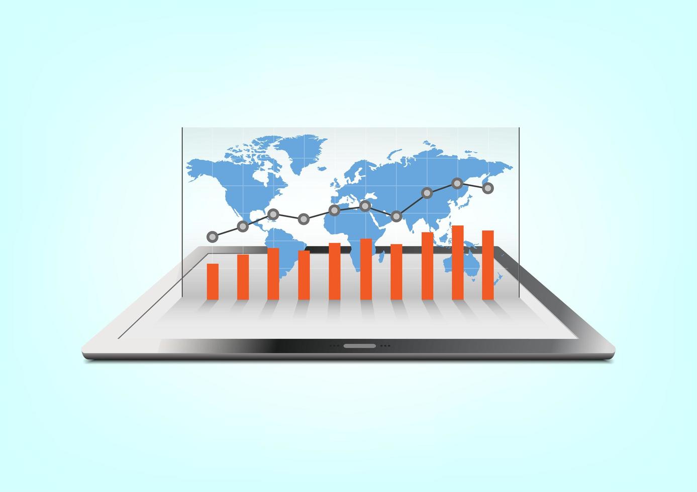 global affärsgrafik på surfplattan vektor