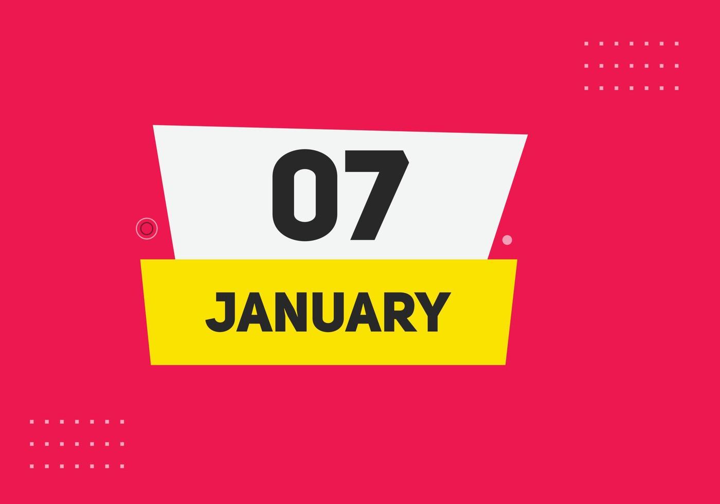 januari 7 kalender påminnelse. 7:e januari dagligen kalender ikon mall. kalender 7:e januari ikon design mall. vektor illustration