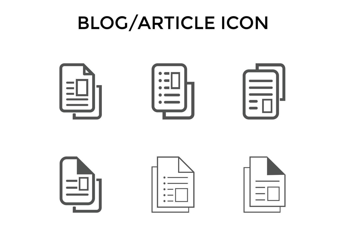 uppsättning av blogg, artikel ikoner vektor illustration.bloggar ikon symbol för seo, hemsida och mobil appar.