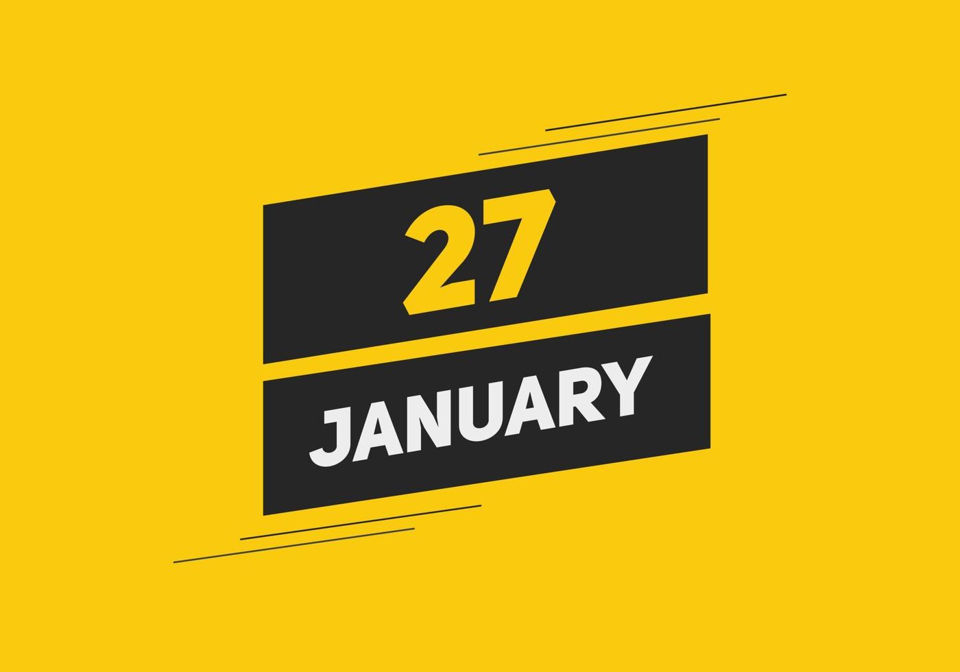 27. januar kalender erinnerung. 27. januar tägliche kalendersymbolvorlage. Kalender 27. Januar Icon-Design-Vorlage. Vektor-Illustration vektor