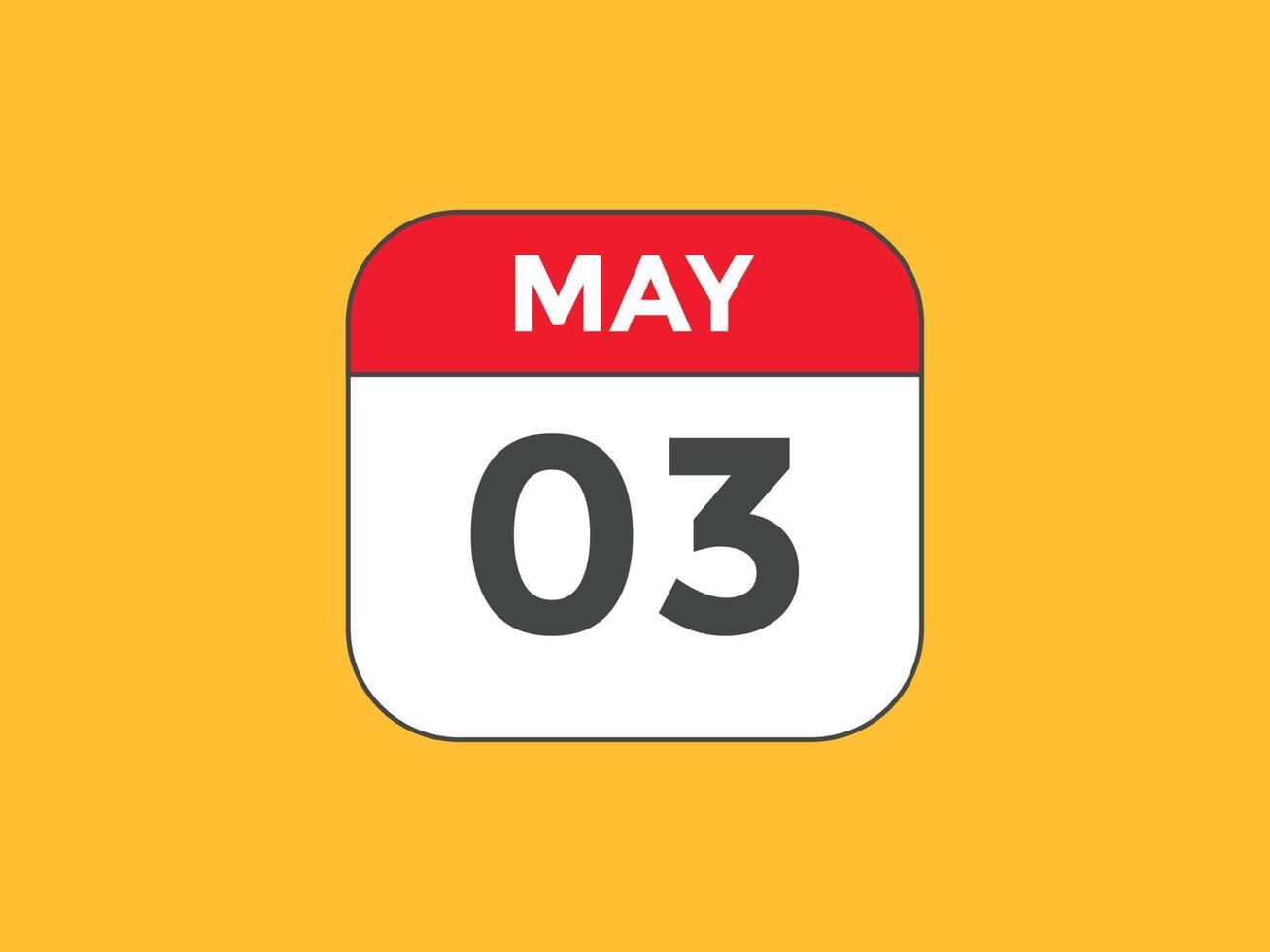 Maj 3 kalender påminnelse. 3:e Maj dagligen kalender ikon mall. kalender 3:e Maj ikon design mall. vektor illustration