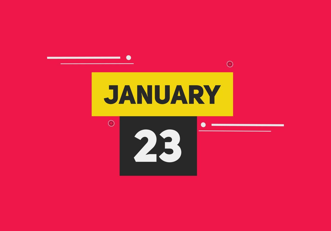 januari 23 kalender påminnelse. 23: e januari dagligen kalender ikon mall. kalender 23: e januari ikon design mall. vektor illustration