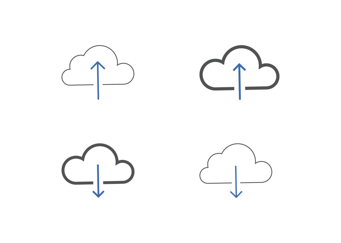 satz von download-upload-symbolen. Wolkensymbol-Vektorillustration herunterladen vektor