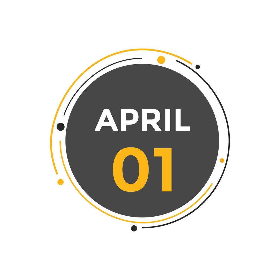 april 1 kalender påminnelse. 1:a april dagligen kalender ikon mall. kalender 1:a april ikon design mall. vektor illustration
