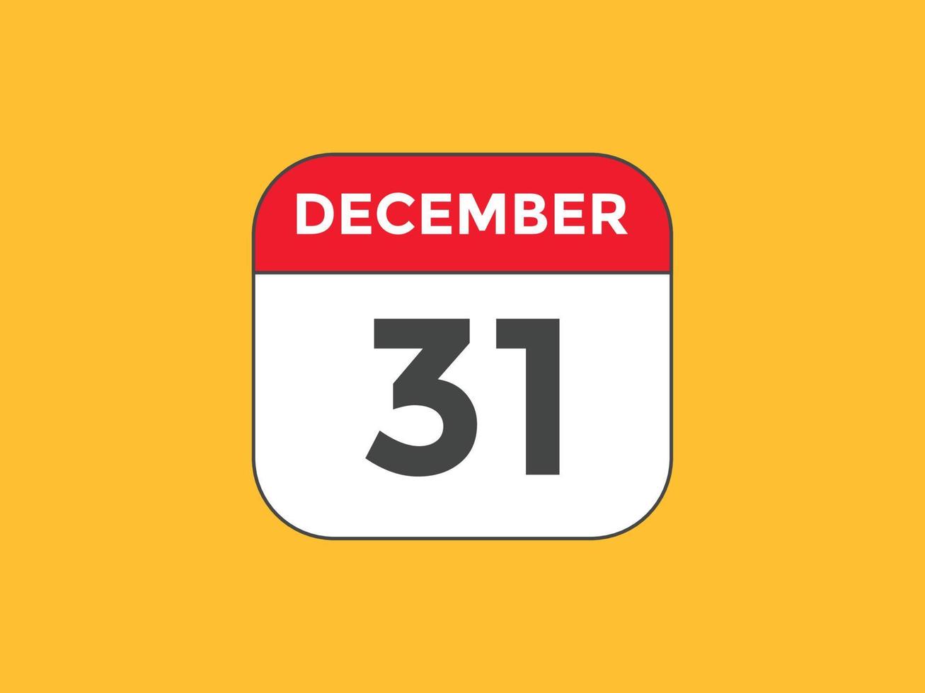 31. dezember kalendererinnerung. 31. dezember tägliche kalendersymbolvorlage. Kalender 31. Dezember Icon-Design-Vorlage. Vektor-Illustration vektor