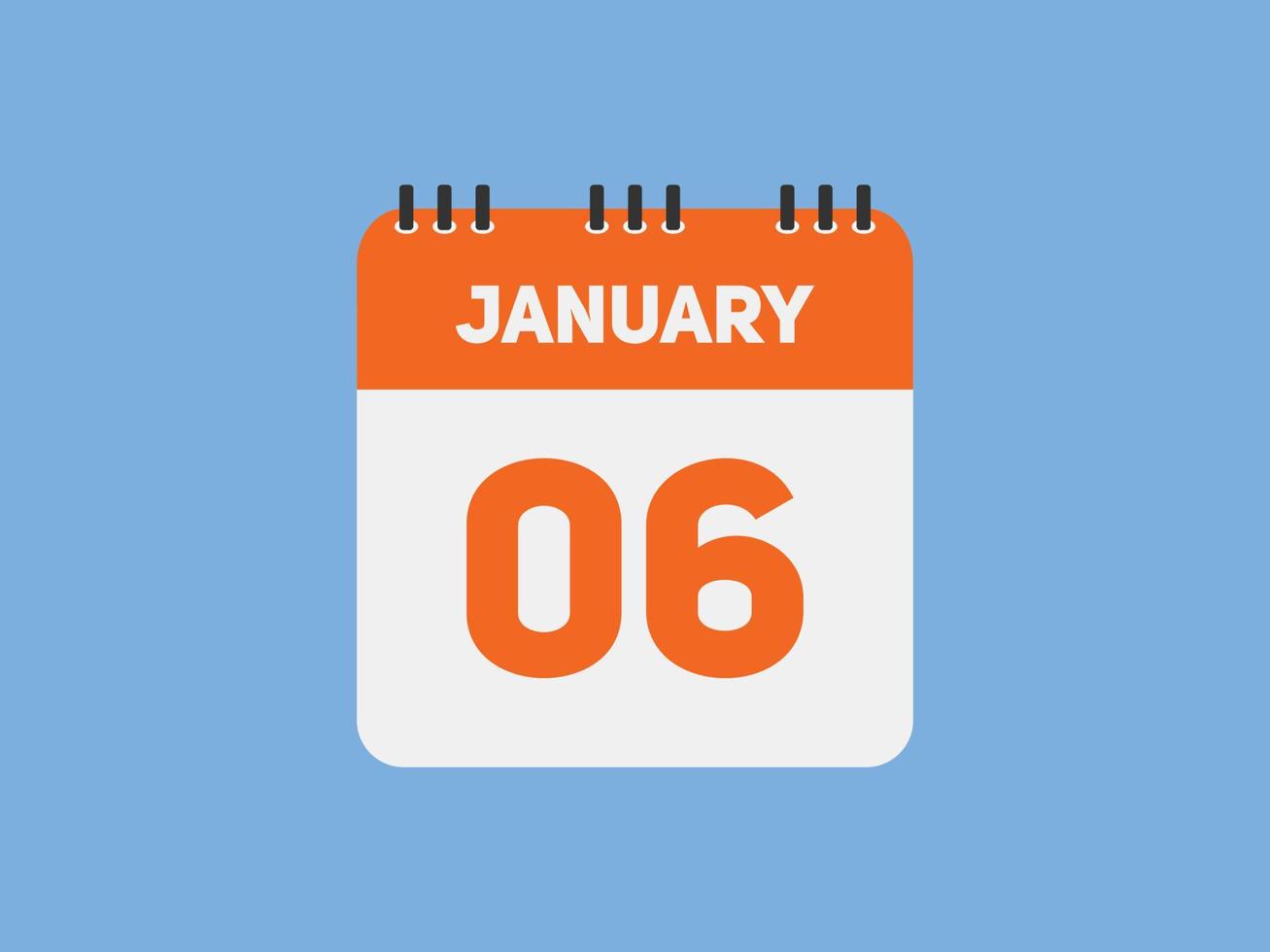 Kalendererinnerung am 6. januar. 6. januar tägliche kalendersymbolvorlage. Kalender 6. Januar Icon-Design-Vorlage. Vektor-Illustration vektor