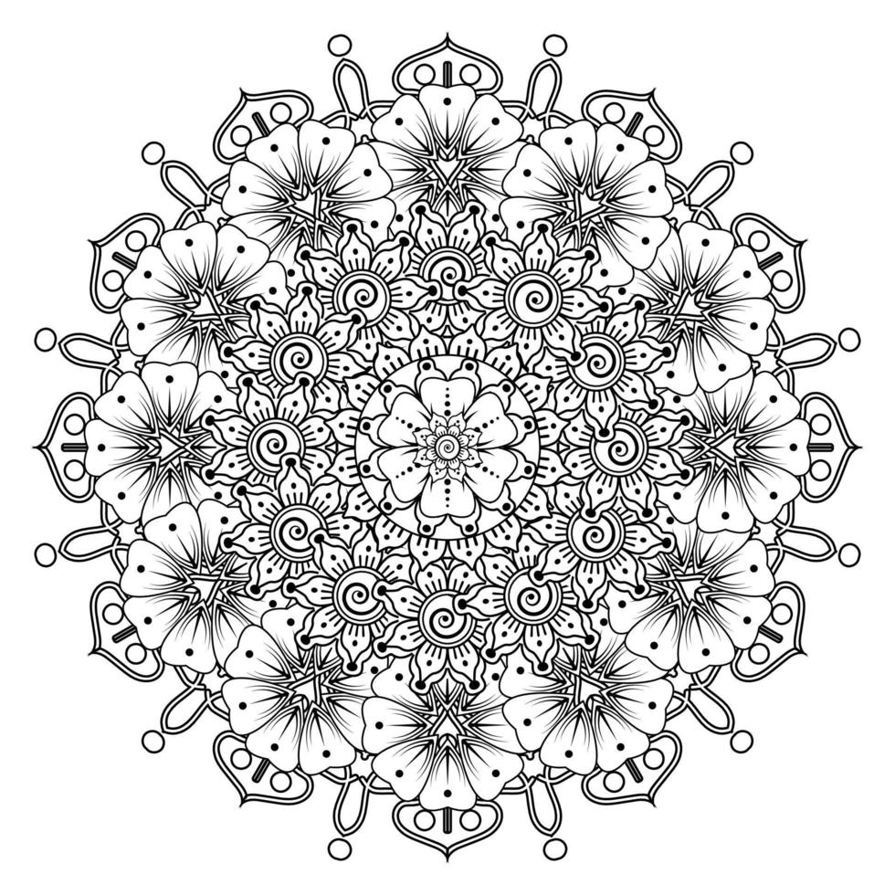 kreisförmiges Muster in Form von Mandala für Henna, Mehndi, Tätowierung, Dekoration. dekoratives Ornament im ethnisch-orientalischen Stil. Malbuchseite. vektor