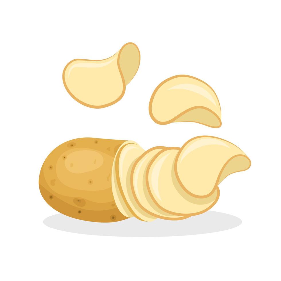 Vektor-Illustration von Kartoffelchips isoliert auf weißem Hintergrund. vektor