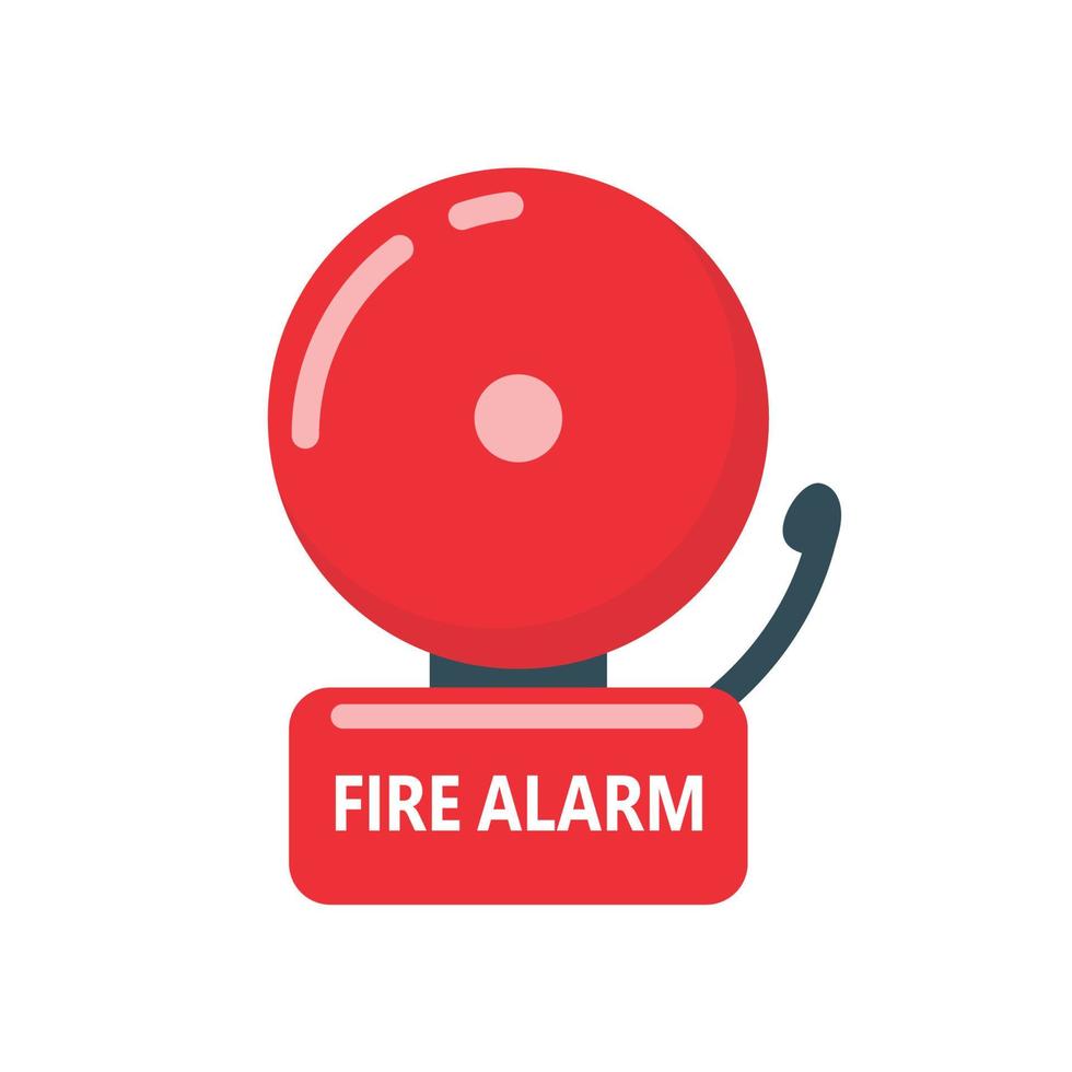 Symbol für rote Feueralarmglocke. Im Brandfall ertönt eine elektrische Glocke, um Sie zu warnen. vektor
