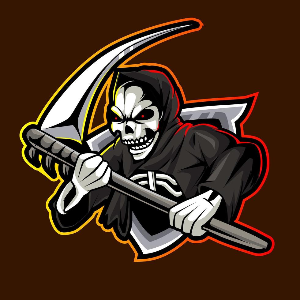 schädel reaper maskottchen e sport logo illustration vektor