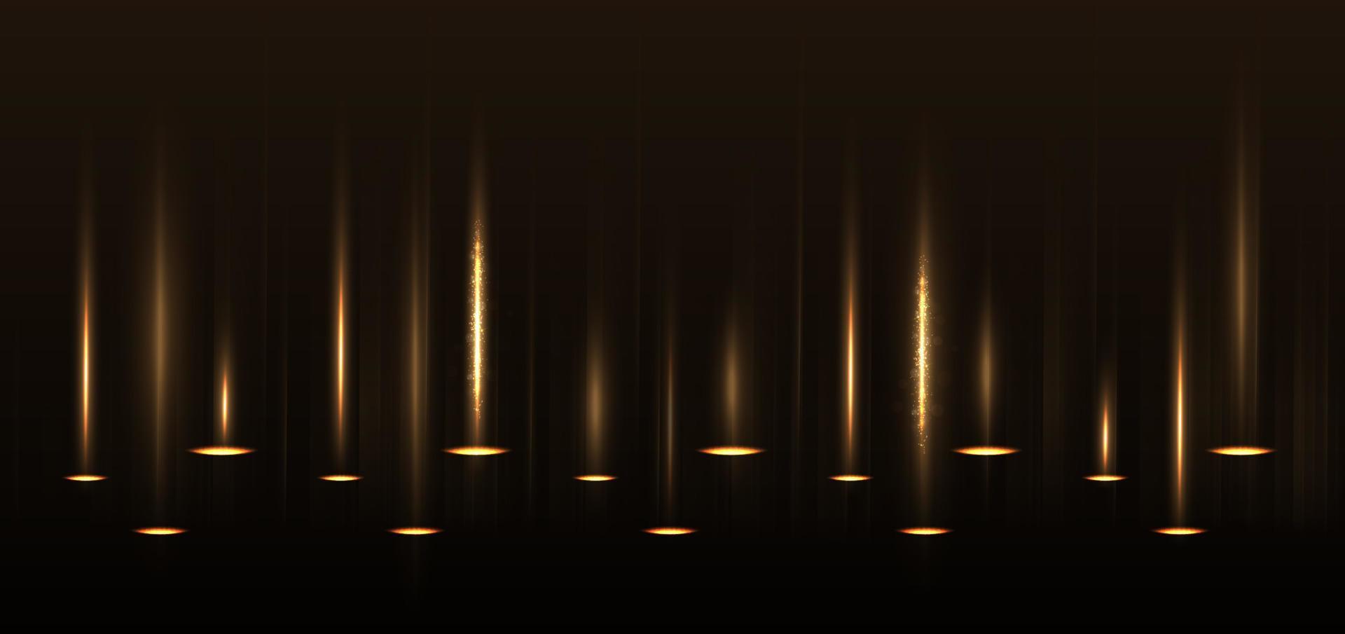 elegante goldene bühne, die vertikal mit lichteffekten auf schwarzem hintergrund leuchtet. Vorlage Premium-Award-Design. vektor