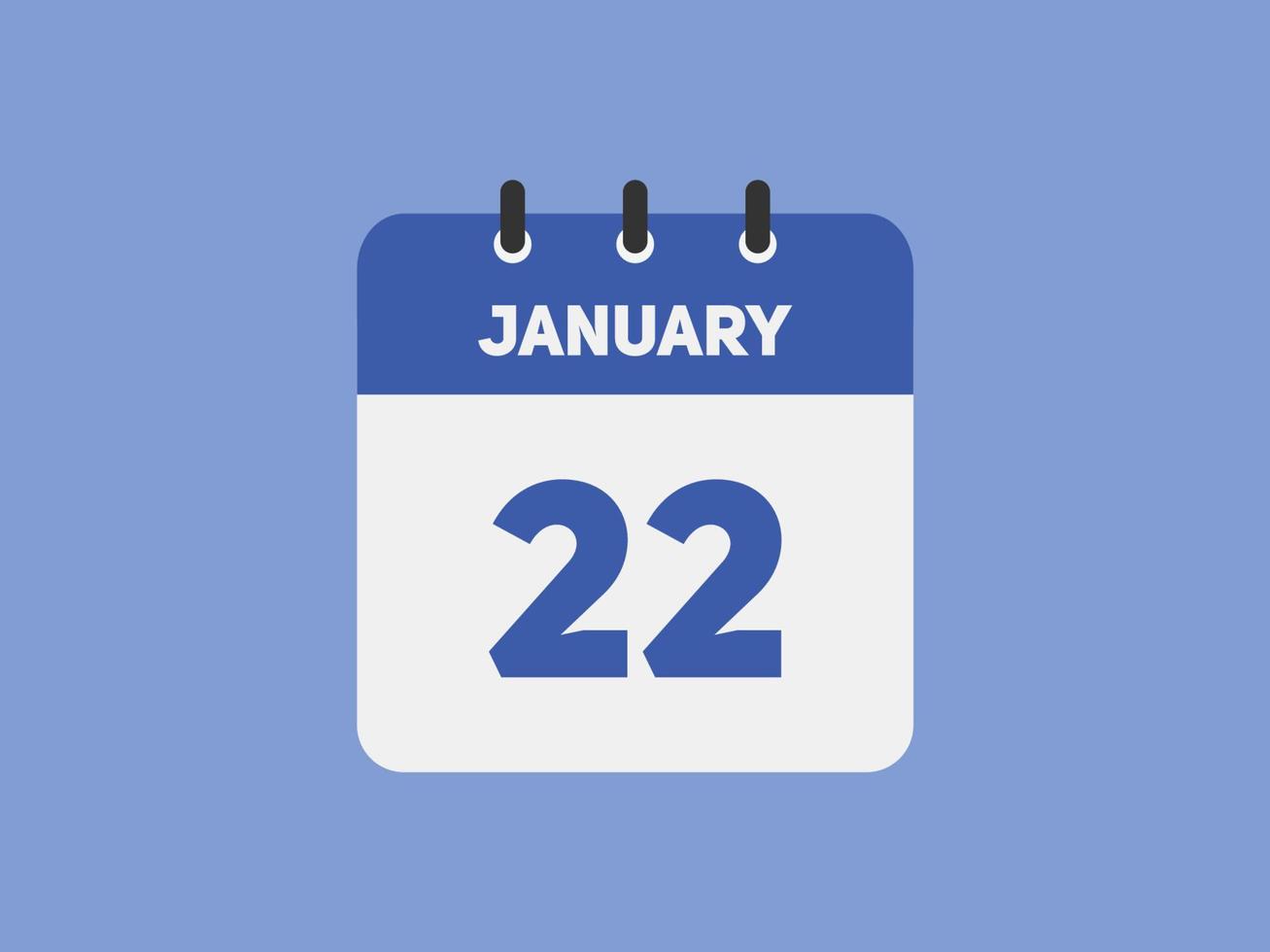 22. januar kalender erinnerung. 22. januar tägliche kalendersymbolvorlage. Kalender 22. Januar Icon-Design-Vorlage. Vektor-Illustration vektor