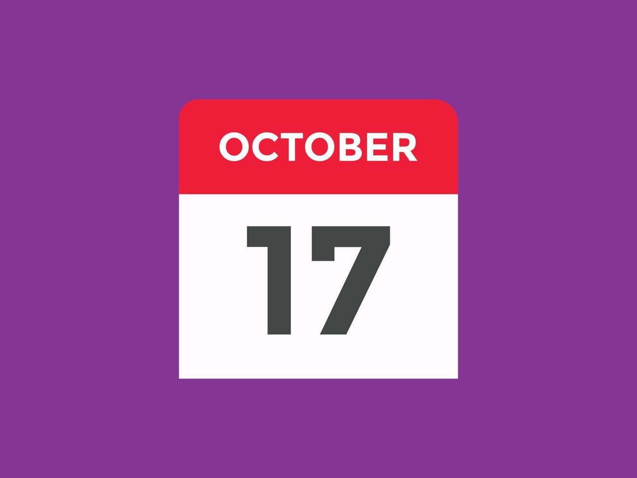 oktober 17 kalender påminnelse. 17:e oktober dagligen kalender ikon mall. kalender 17:e oktober ikon design mall. vektor illustration