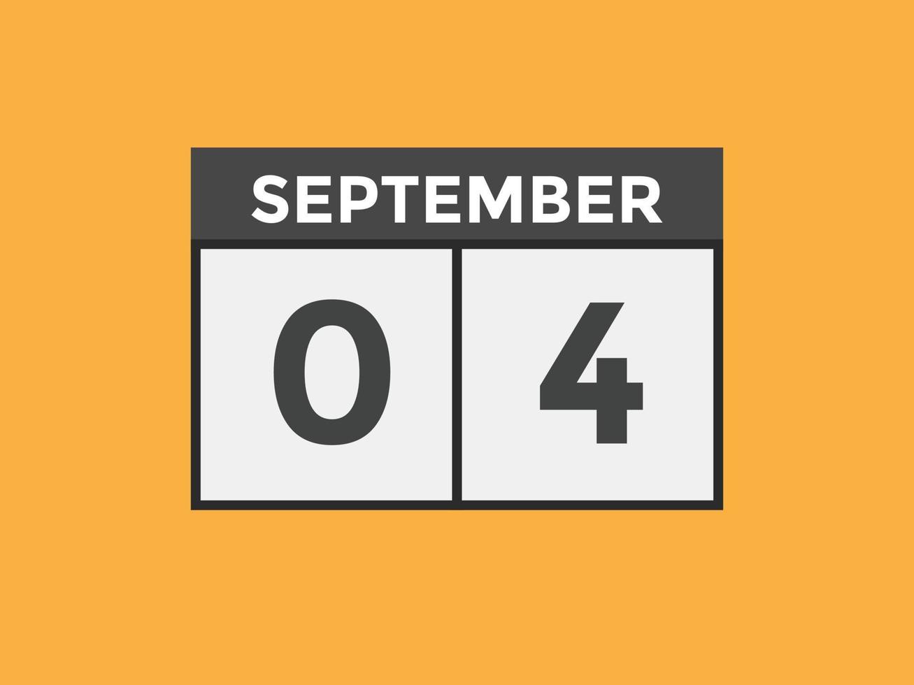 4. september kalendererinnerung. 4. september tägliche kalendersymbolvorlage. Kalender 4. September Icon-Design-Vorlage. Vektor-Illustration vektor