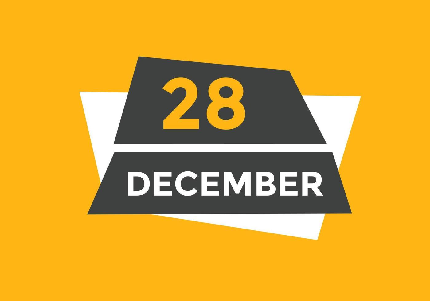 28. dezember kalendererinnerung. 28. dezember tägliche kalendersymbolvorlage. Kalender 28. Dezember Icon-Design-Vorlage. Vektor-Illustration vektor