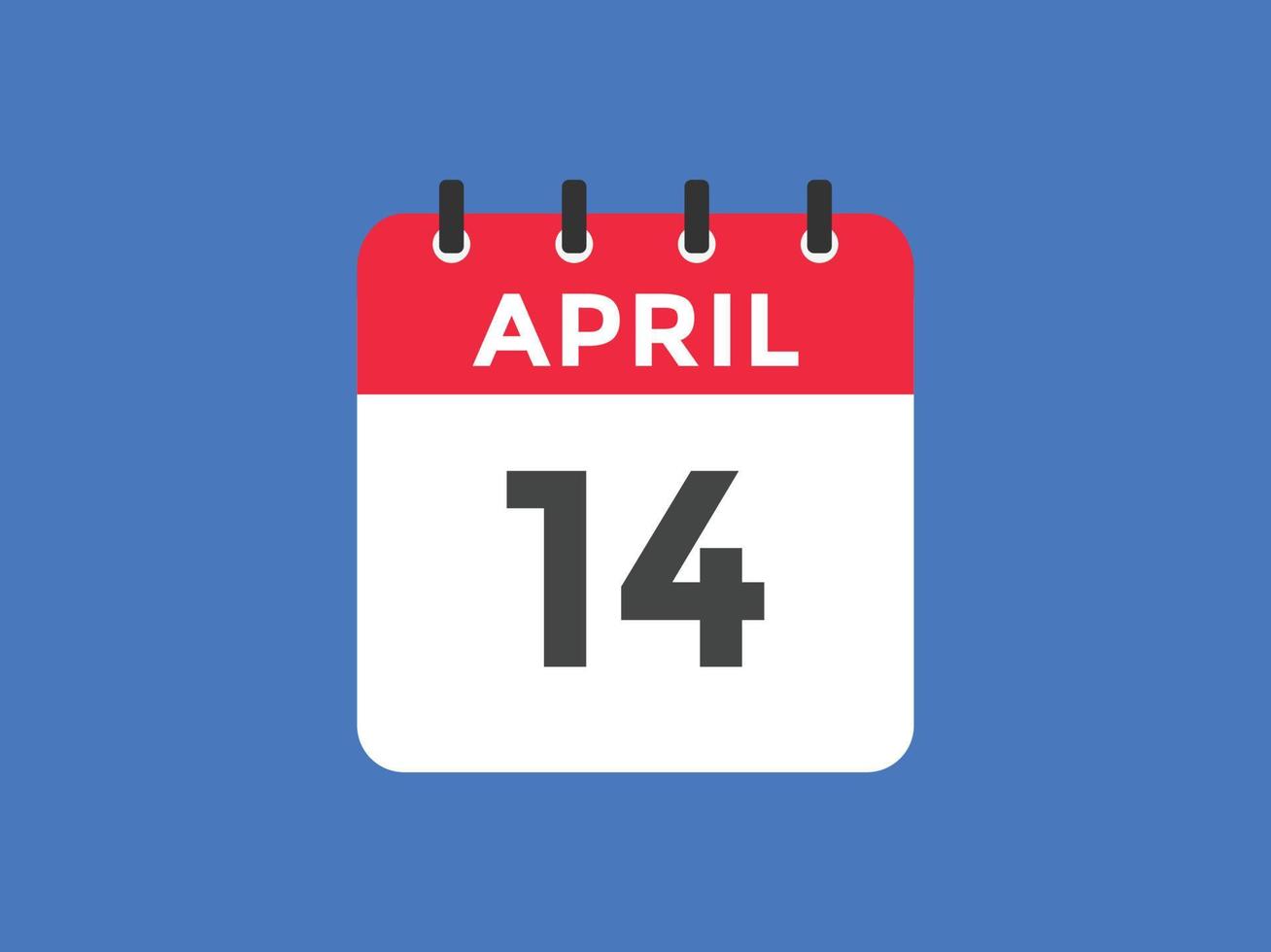 14. April Kalendererinnerung. 14. april tägliche kalendersymbolvorlage. Kalender 14. April Icon-Design-Vorlage. Vektor-Illustration vektor