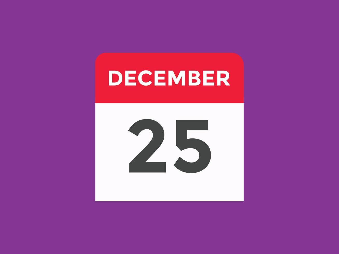 25. dezember kalendererinnerung. 25. dezember tägliche kalendersymbolvorlage. Kalender 25. Dezember Icon-Design-Vorlage. Vektor-Illustration vektor